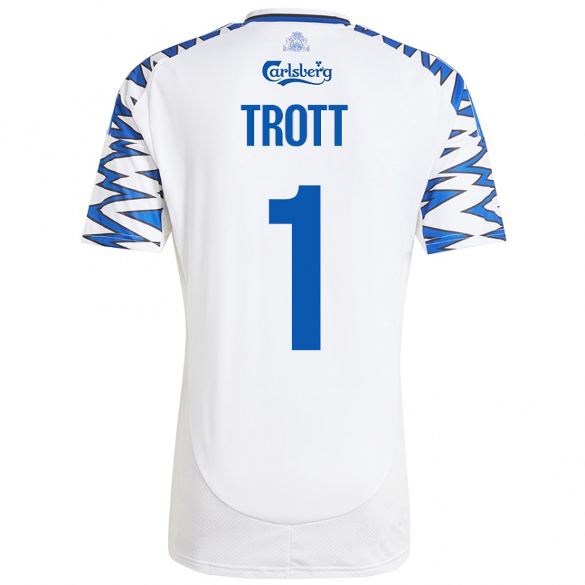 Kandiny Enfant Maillot Nathan Trott #1 Blanc Bleu Ciel Tenues Domicile 2024/25 T-Shirt