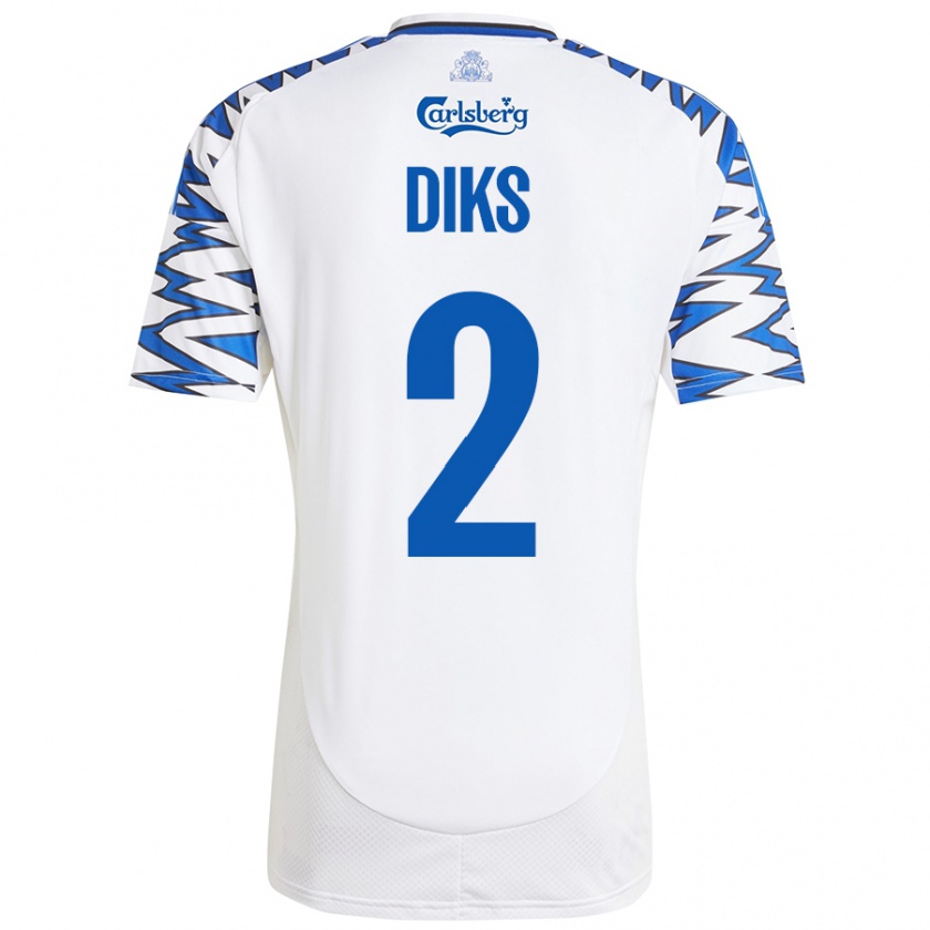 Kandiny Enfant Maillot Kevin Diks #2 Blanc Bleu Ciel Tenues Domicile 2024/25 T-Shirt