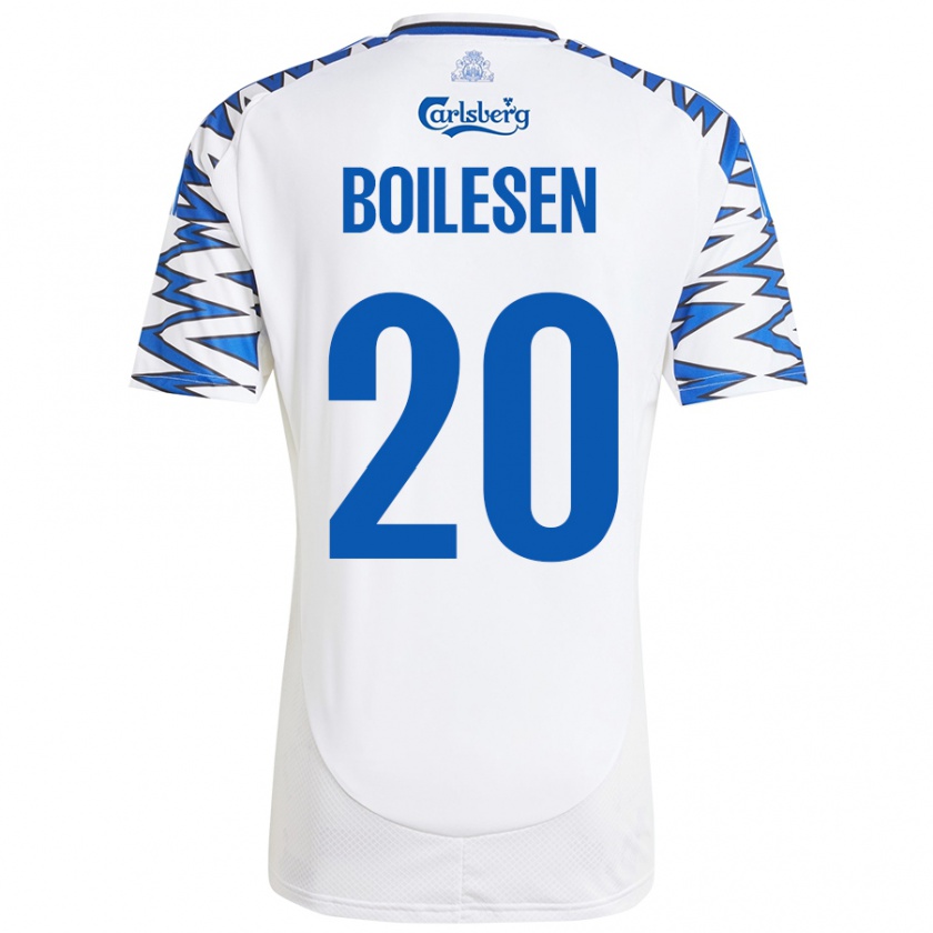 Kandiny Enfant Maillot Nicolai Boilesen #20 Blanc Bleu Ciel Tenues Domicile 2024/25 T-Shirt