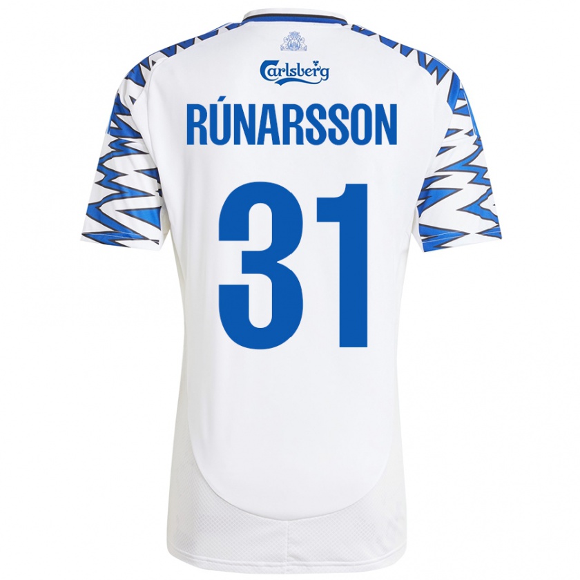 Kandiny Enfant Maillot Rúnar Alex Rúnarsson #31 Blanc Bleu Ciel Tenues Domicile 2024/25 T-Shirt