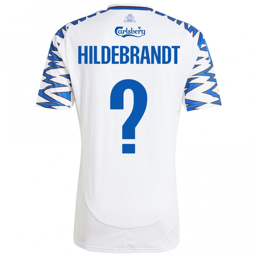 Kandiny Enfant Maillot Sylvester Hildebrandt #0 Blanc Bleu Ciel Tenues Domicile 2024/25 T-Shirt