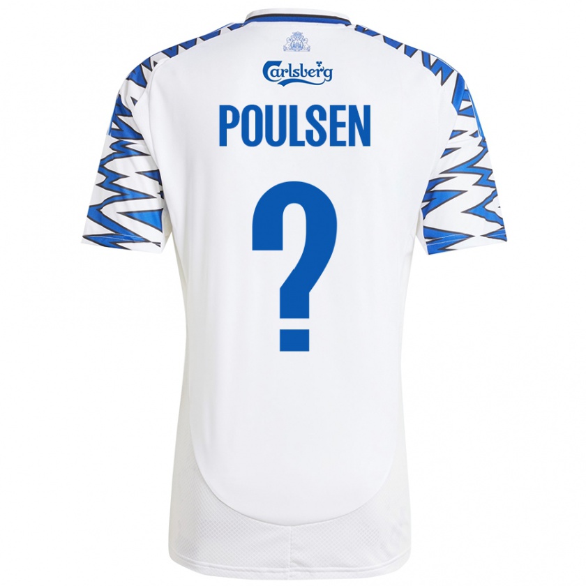 Kandiny Enfant Maillot Xander Poulsen #0 Blanc Bleu Ciel Tenues Domicile 2024/25 T-Shirt