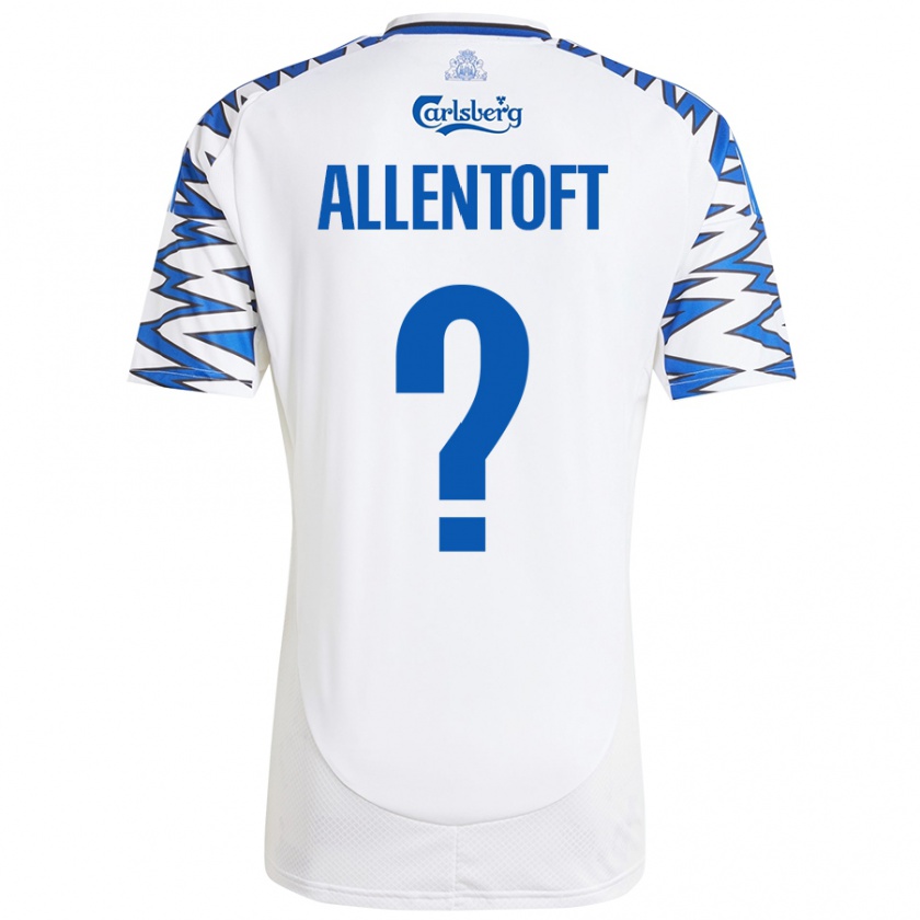 Kandiny Enfant Maillot Philip Allentoft #0 Blanc Bleu Ciel Tenues Domicile 2024/25 T-Shirt