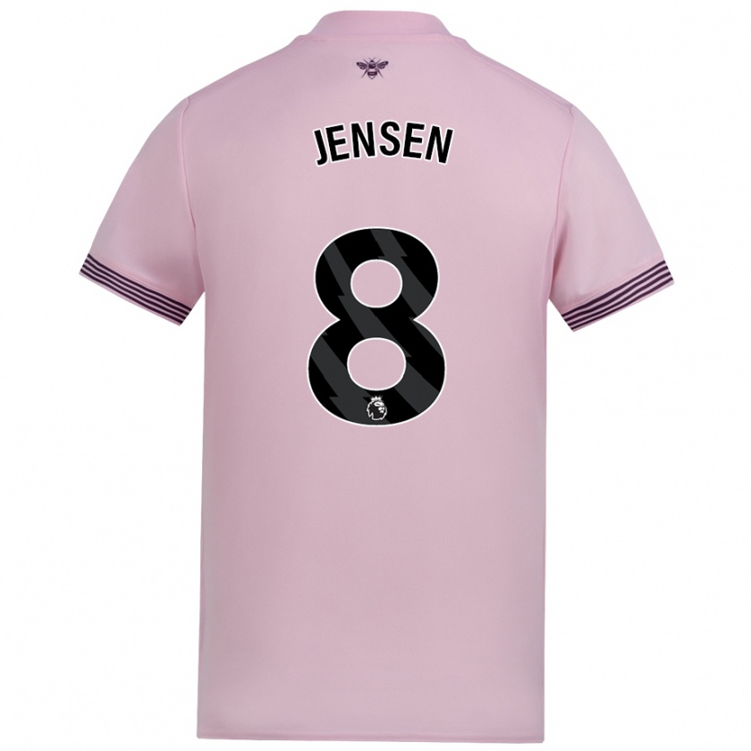 Kandiny Enfant Maillot Mathias Jensen #8 Rose Tenues Extérieur 2024/25 T-Shirt