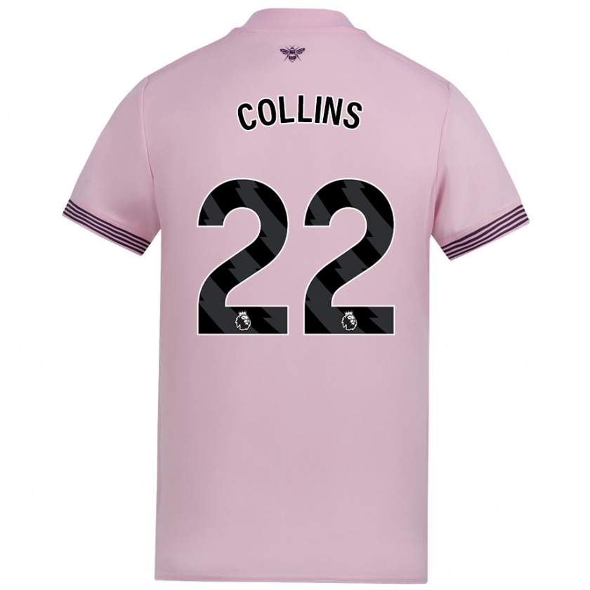 Kandiny Enfant Maillot Nathan Collins #22 Rose Tenues Extérieur 2024/25 T-Shirt