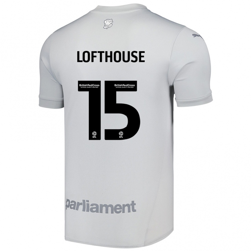 Kandiny Enfant Maillot Kyran Lofthouse #15 Gris Argenté Tenues Extérieur 2024/25 T-Shirt