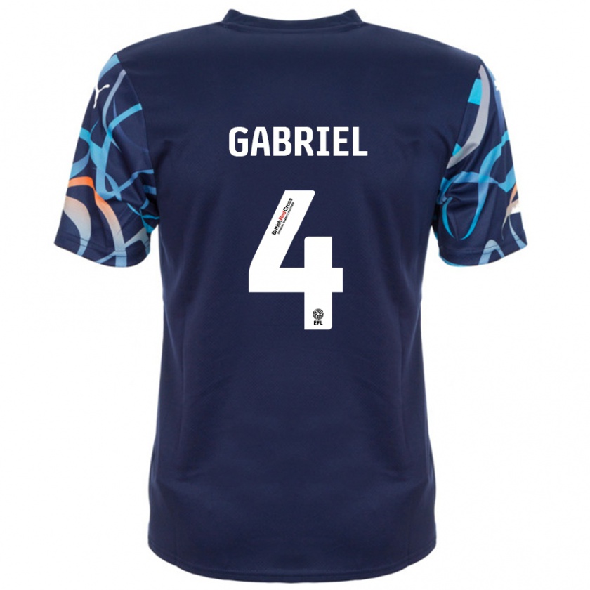 Kandiny Enfant Maillot Jordan Lawrence-Gabriel #4 Bleu Marine Tenues Extérieur 2024/25 T-Shirt