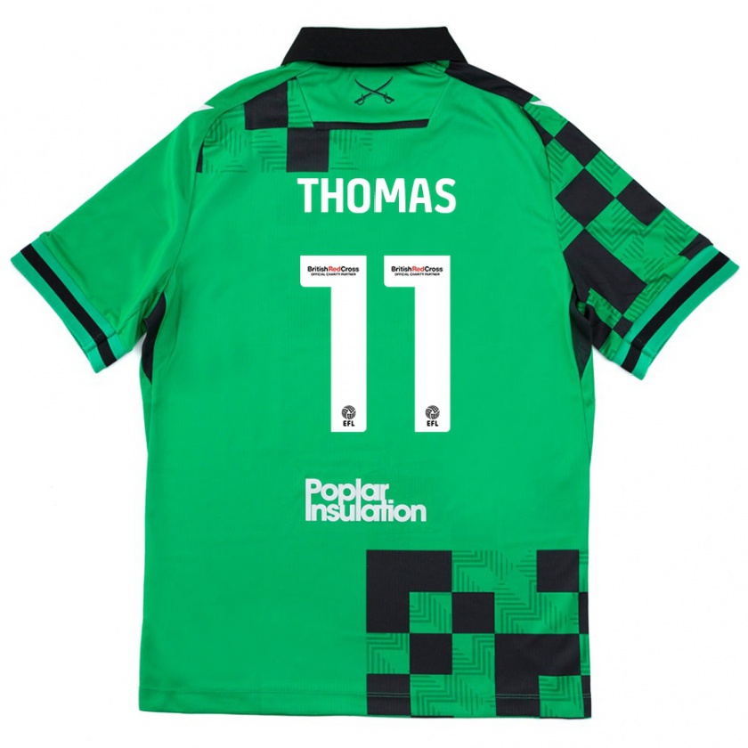 Kandiny Enfant Maillot Luke Thomas #11 Vert Noir Tenues Extérieur 2024/25 T-Shirt