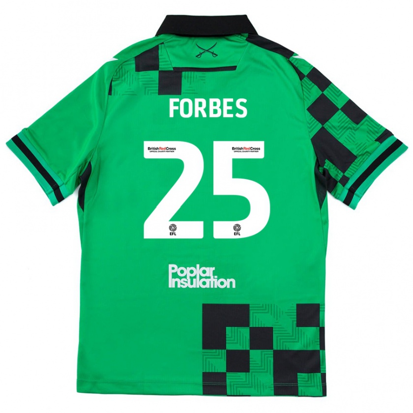 Kandiny Enfant Maillot Michael Forbes #25 Vert Noir Tenues Extérieur 2024/25 T-Shirt