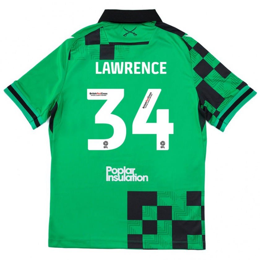 Kandiny Enfant Maillot Jerry Lawrence #34 Vert Noir Tenues Extérieur 2024/25 T-Shirt