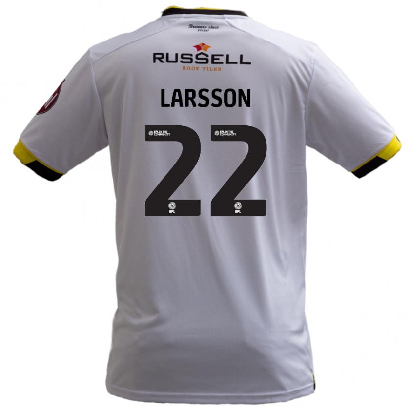 Kandiny Enfant Maillot Julian Larsson #22 Blanc Tenues Extérieur 2024/25 T-Shirt