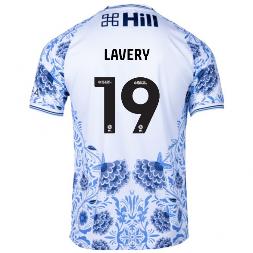 Kandiny Enfant Maillot Shayne Lavery #19 Blanc Bleu Tenues Extérieur 2024/25 T-Shirt