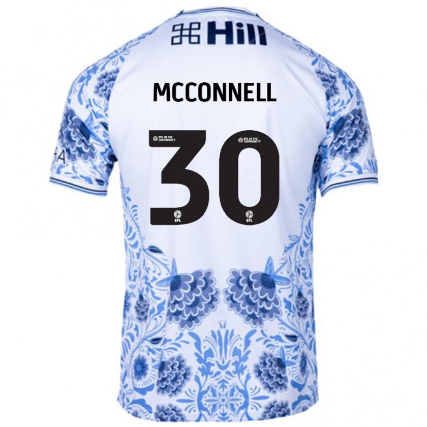 Kandiny Enfant Maillot Glenn Mcconnell #30 Blanc Bleu Tenues Extérieur 2024/25 T-Shirt