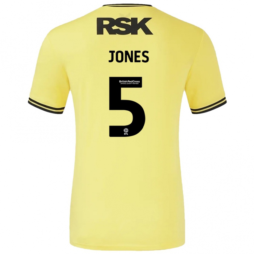 Kandiny Enfant Maillot Lloyd Jones #5 Jaune Noir Tenues Extérieur 2024/25 T-Shirt