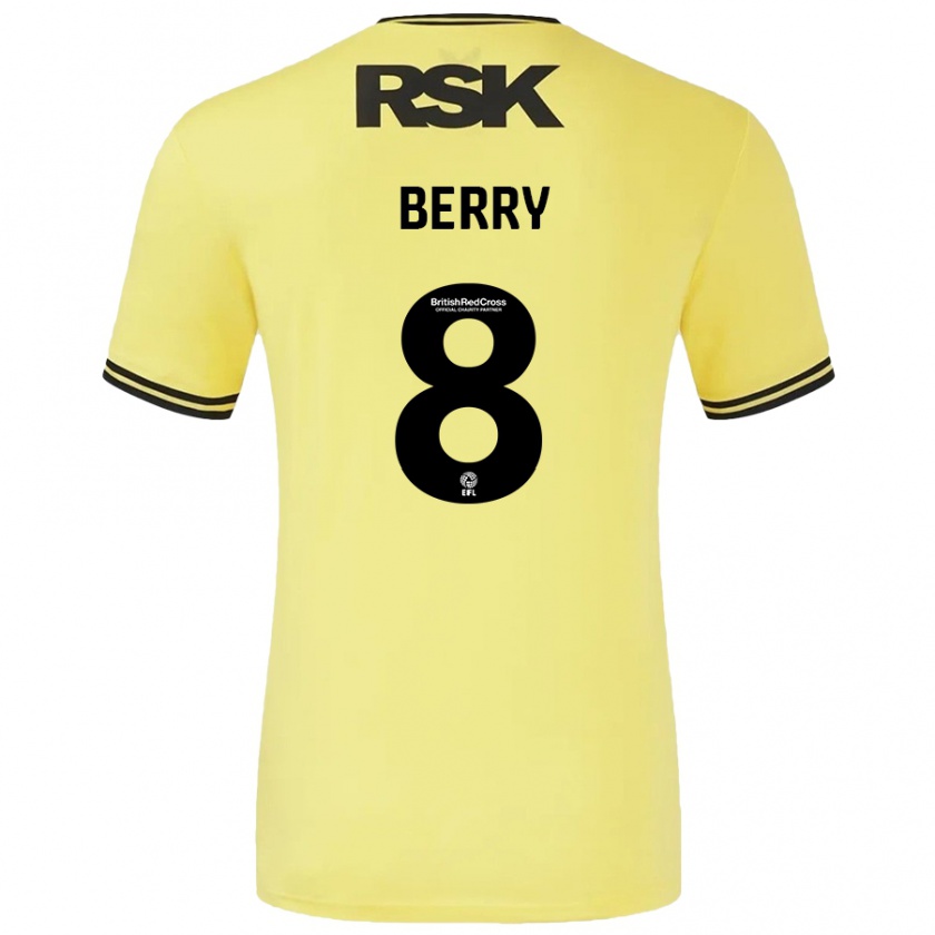 Kandiny Enfant Maillot Luke Berry #8 Jaune Noir Tenues Extérieur 2024/25 T-Shirt