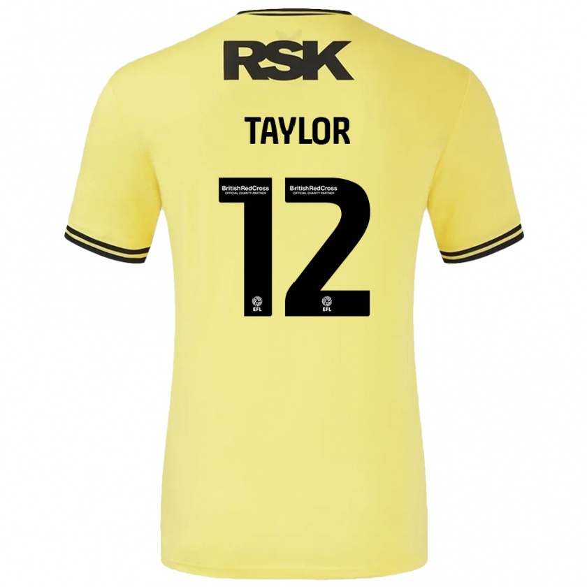 Kandiny Enfant Maillot Terry Taylor #12 Jaune Noir Tenues Extérieur 2024/25 T-Shirt