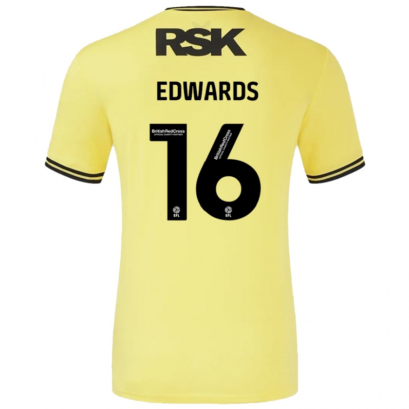 Kandiny Enfant Maillot Josh Edwards #16 Jaune Noir Tenues Extérieur 2024/25 T-Shirt