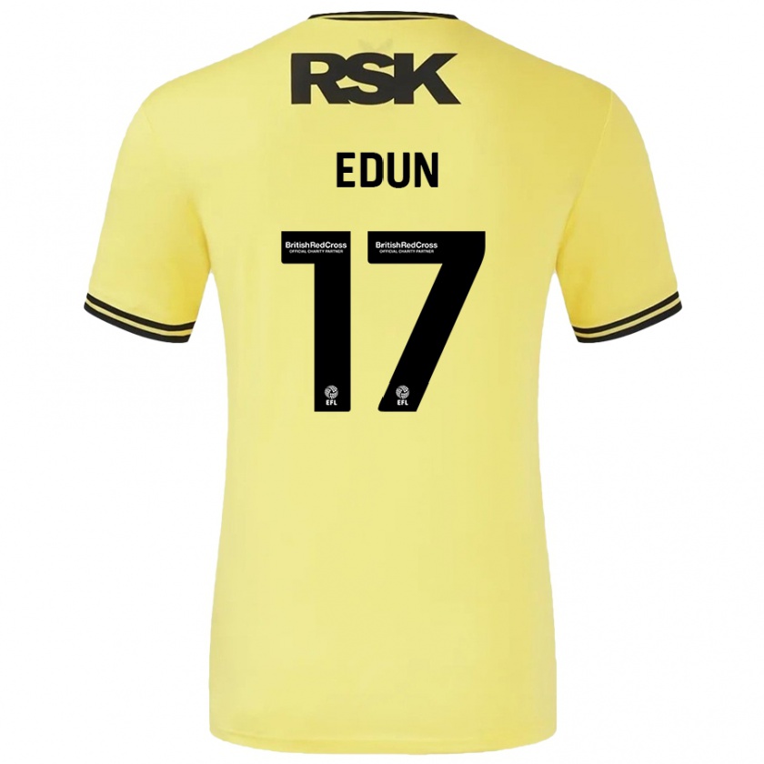 Kandiny Enfant Maillot Tayo Edun #17 Jaune Noir Tenues Extérieur 2024/25 T-Shirt