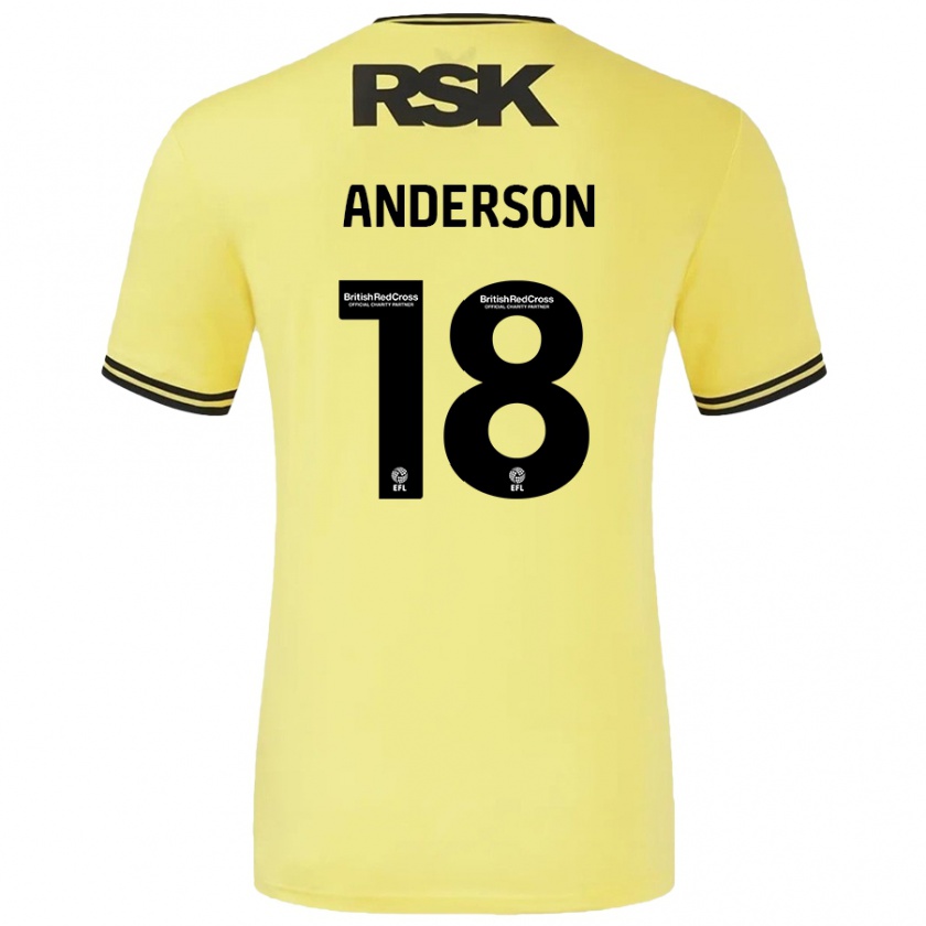 Kandiny Enfant Maillot Karoy Anderson #18 Jaune Noir Tenues Extérieur 2024/25 T-Shirt