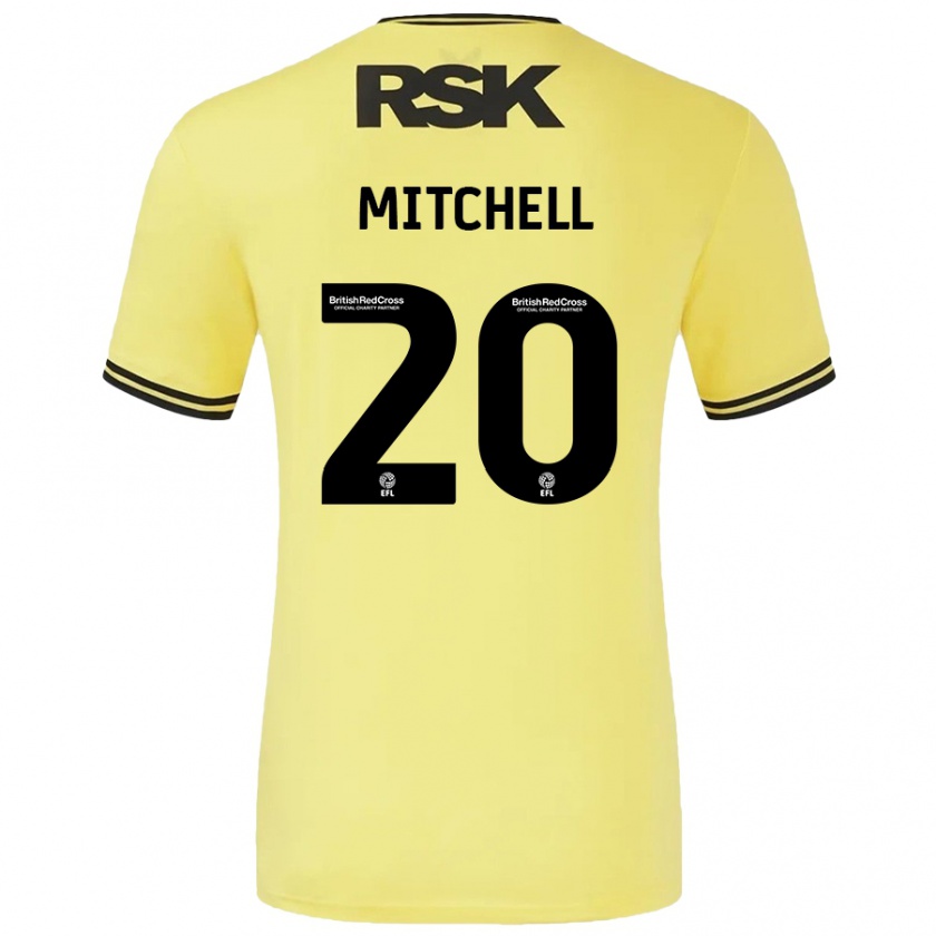 Kandiny Enfant Maillot Zach Mitchell #20 Jaune Noir Tenues Extérieur 2024/25 T-Shirt