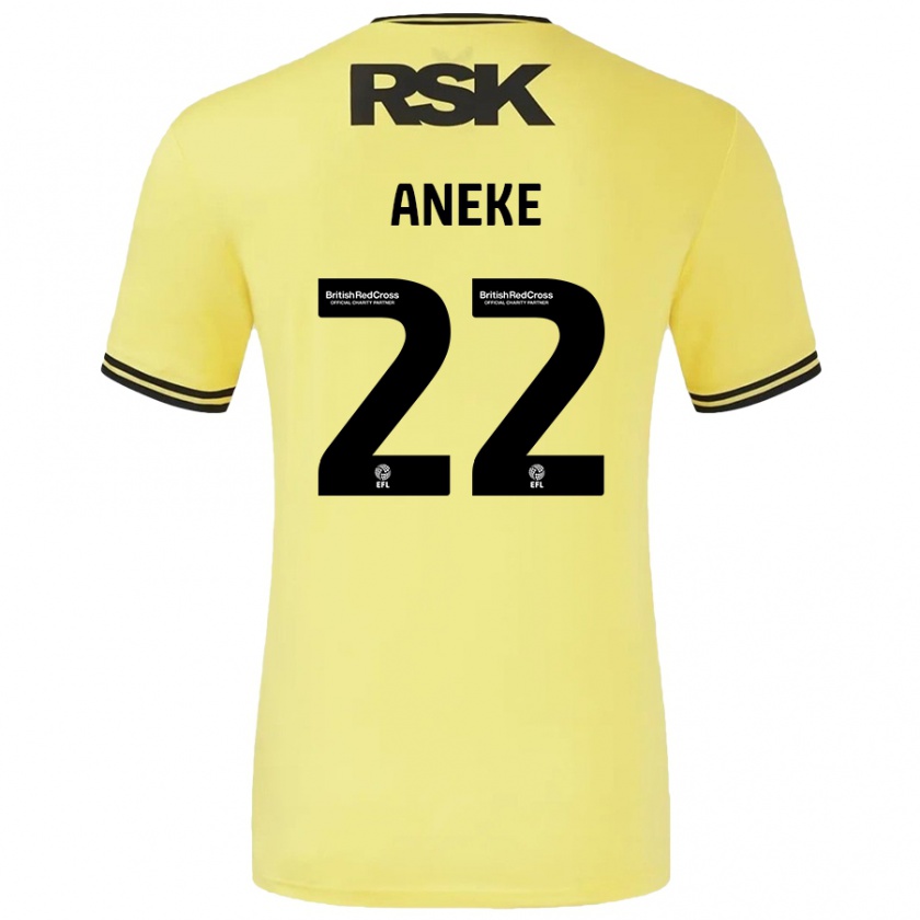 Kandiny Enfant Maillot Chuks Aneke #22 Jaune Noir Tenues Extérieur 2024/25 T-Shirt