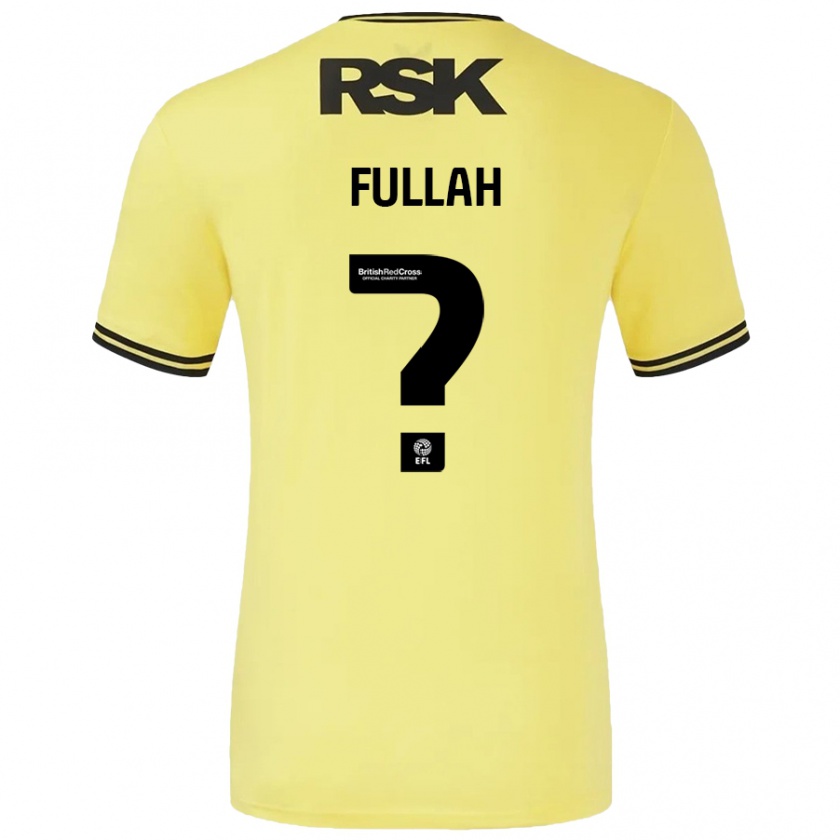 Kandiny Enfant Maillot Ibrahim Fullah #0 Jaune Noir Tenues Extérieur 2024/25 T-Shirt