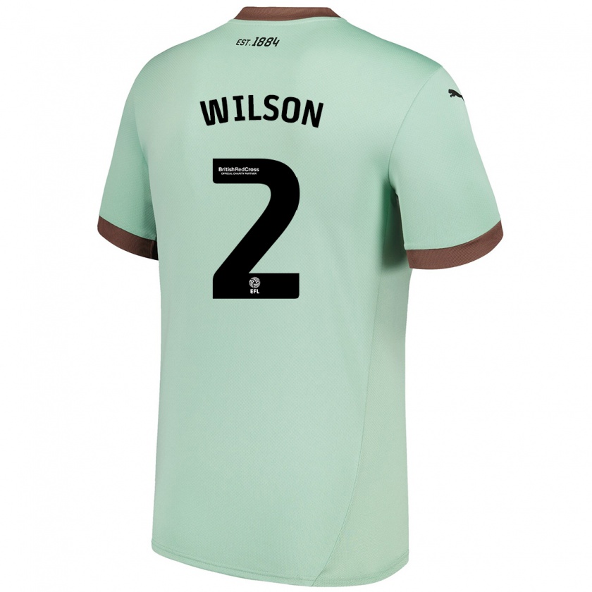 Kandiny Enfant Maillot Kane Wilson #2 Vert Pâle Tenues Extérieur 2024/25 T-Shirt