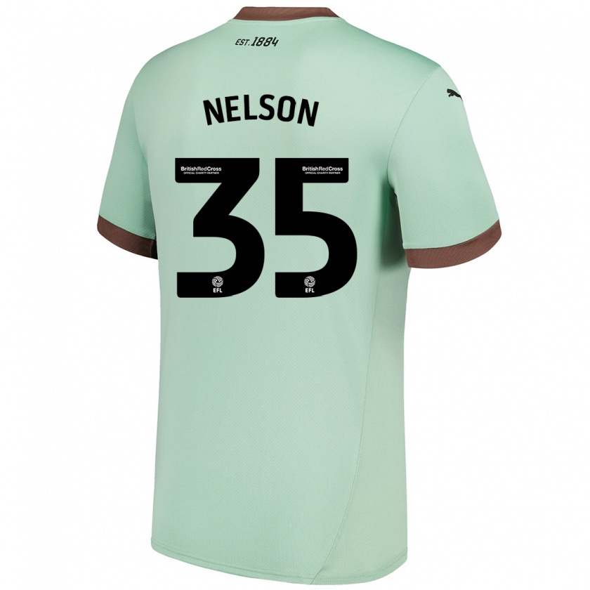 Kandiny Enfant Maillot Curtis Nelson #35 Vert Pâle Tenues Extérieur 2024/25 T-Shirt