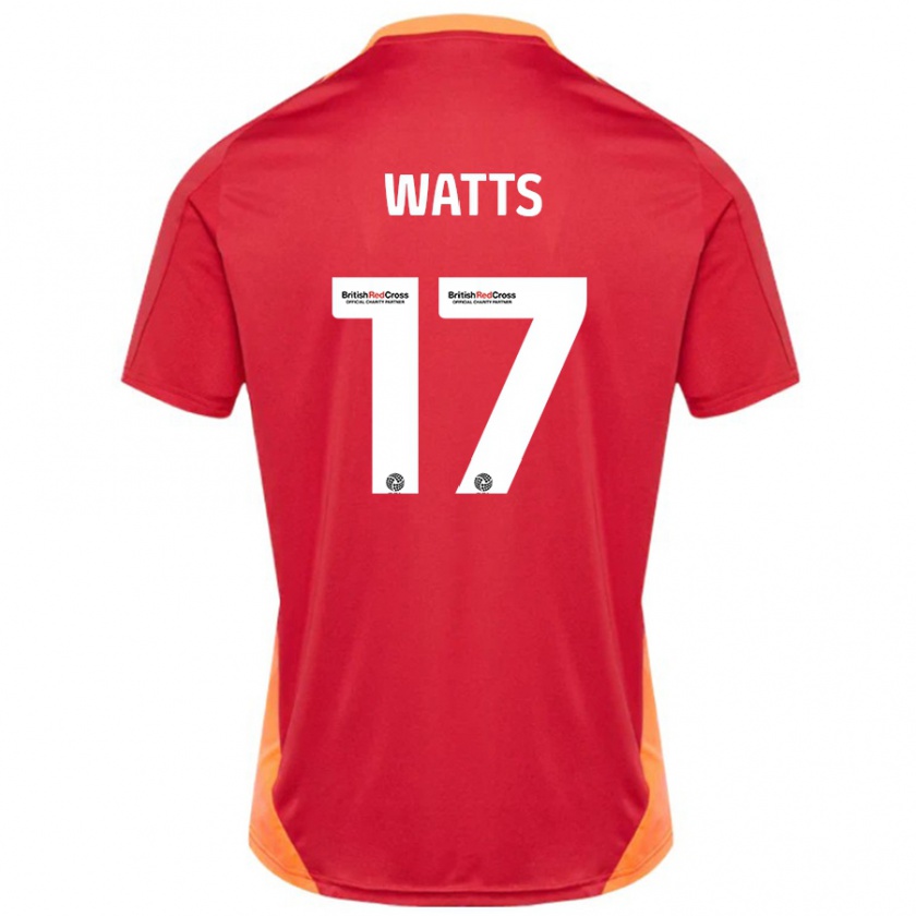 Kandiny Enfant Maillot Caleb Watts #17 Bleu Blanc Cassé Tenues Extérieur 2024/25 T-Shirt