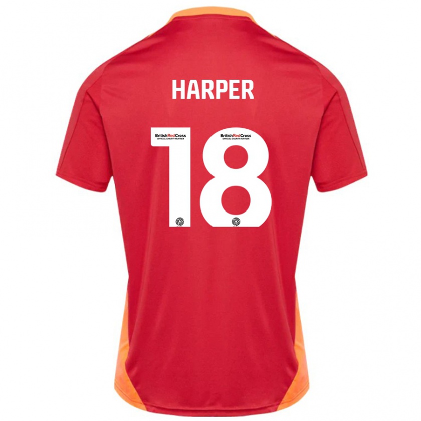 Kandiny Enfant Maillot Vincent Harper #18 Bleu Blanc Cassé Tenues Extérieur 2024/25 T-Shirt