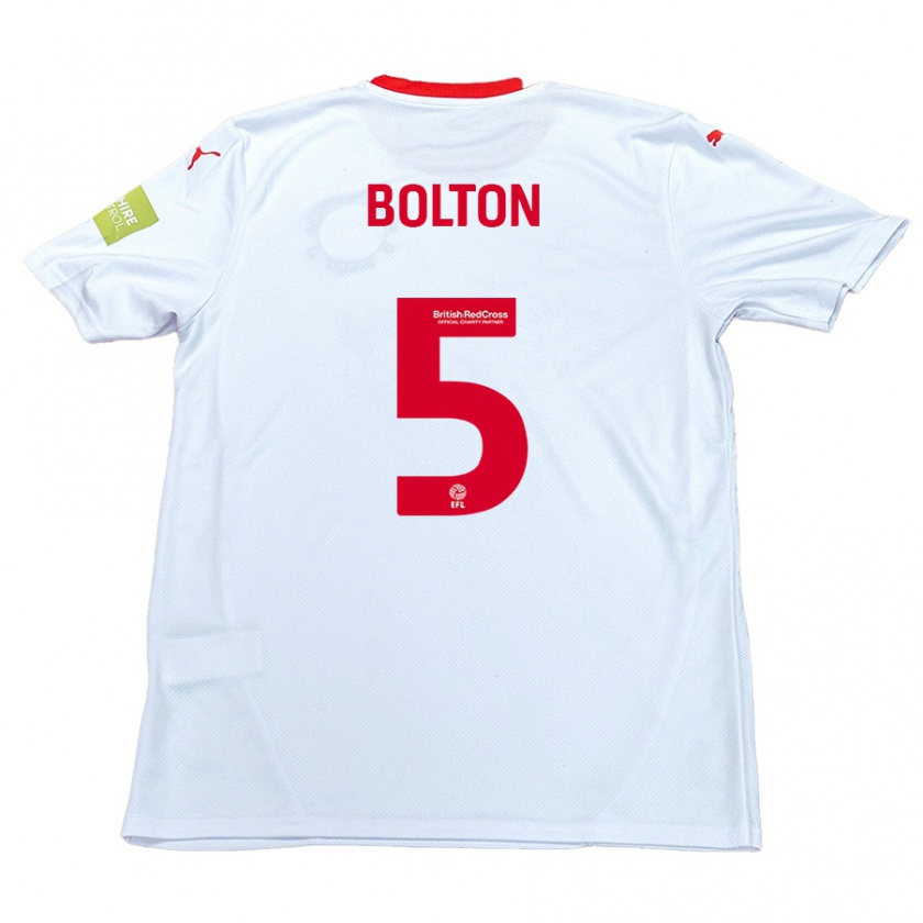 Kandiny Enfant Maillot James Bolton #5 Blanc Tenues Extérieur 2024/25 T-Shirt