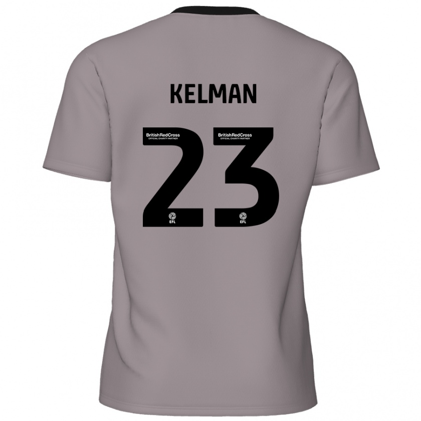 Kandiny Enfant Maillot Charlie Kelman #23 Gris Tenues Extérieur 2024/25 T-Shirt