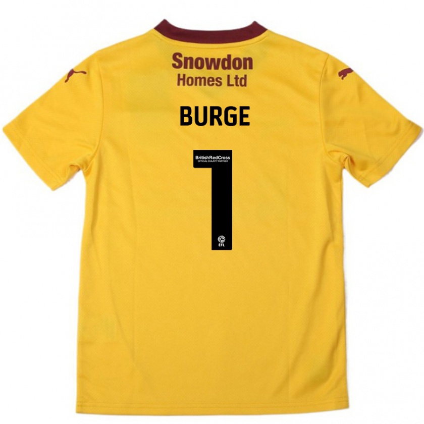 Kandiny Enfant Maillot Lee Burge #1 Orange Bordeaux Tenues Extérieur 2024/25 T-Shirt