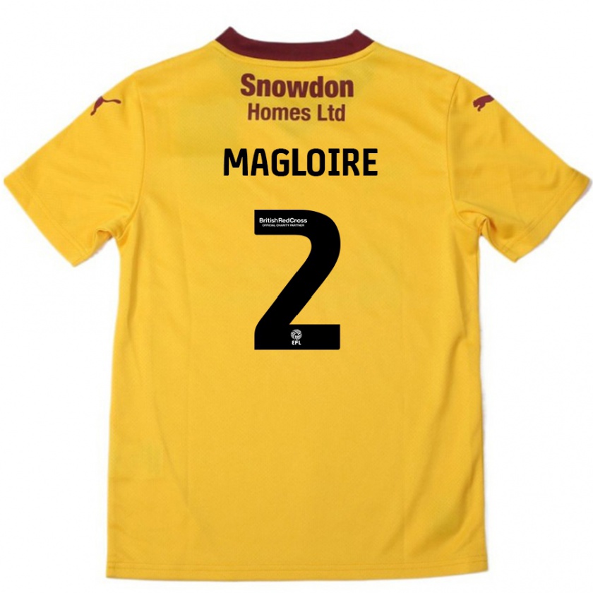 Kandiny Enfant Maillot Tyler Magloire #2 Orange Bordeaux Tenues Extérieur 2024/25 T-Shirt