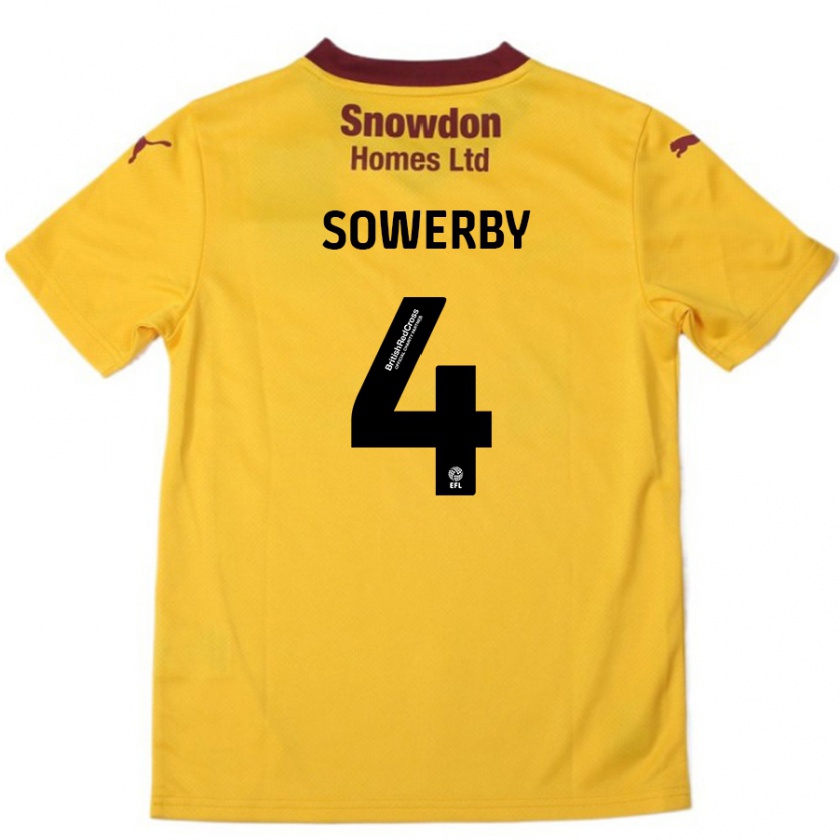 Kandiny Enfant Maillot Jack Sowerby #4 Orange Bordeaux Tenues Extérieur 2024/25 T-Shirt