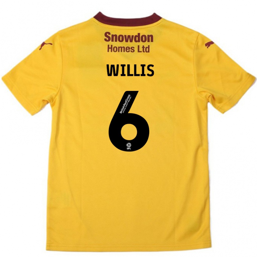 Kandiny Enfant Maillot Jordan Willis #6 Orange Bordeaux Tenues Extérieur 2024/25 T-Shirt