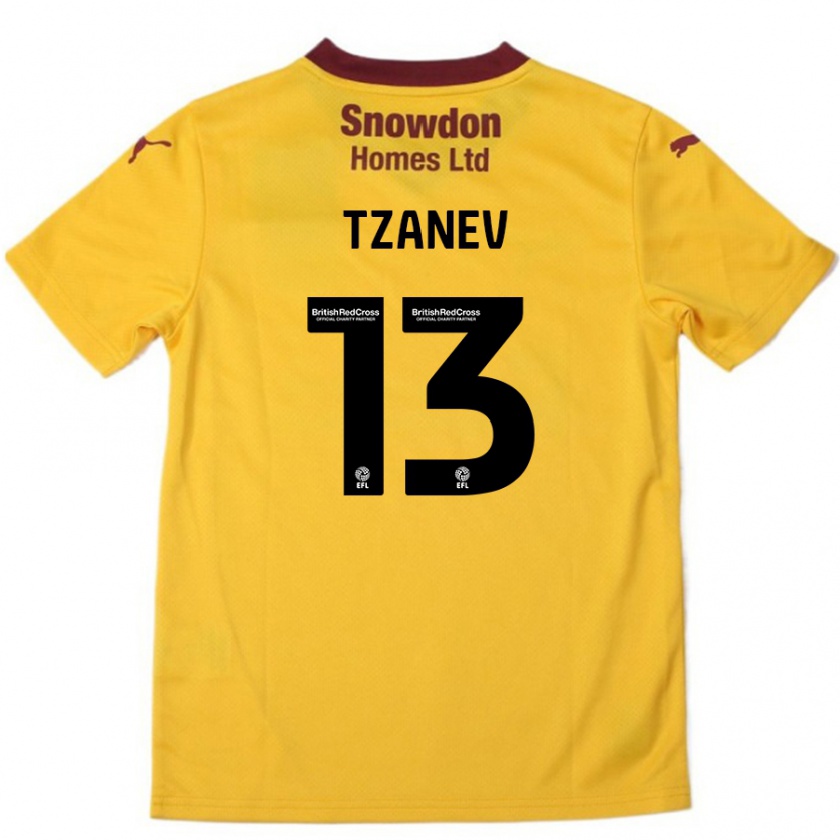 Kandiny Enfant Maillot Nik Tzanev #13 Orange Bordeaux Tenues Extérieur 2024/25 T-Shirt