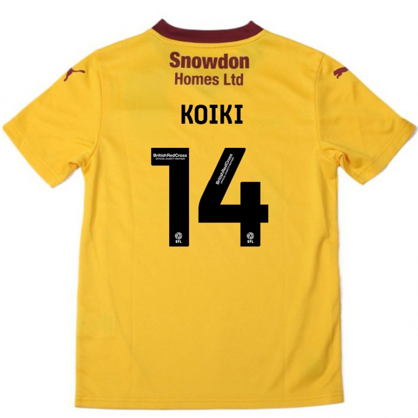 Kandiny Enfant Maillot Ali Koiki #14 Orange Bordeaux Tenues Extérieur 2024/25 T-Shirt