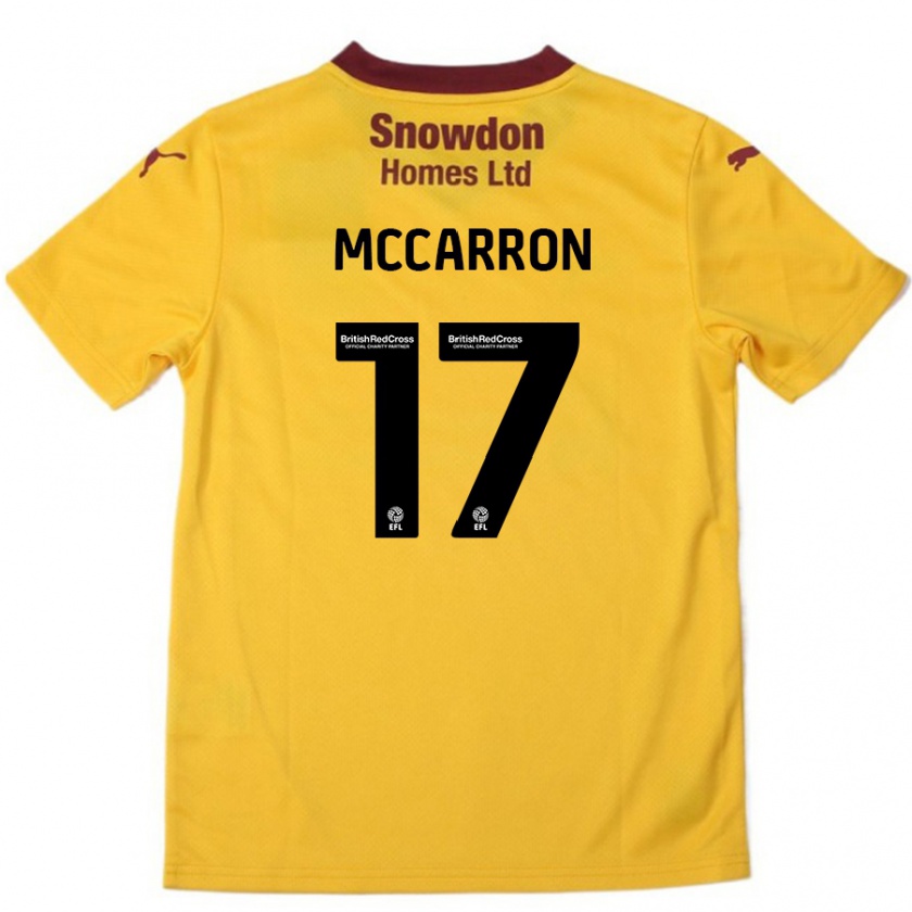 Kandiny Enfant Maillot Liam Mccarron #17 Orange Bordeaux Tenues Extérieur 2024/25 T-Shirt