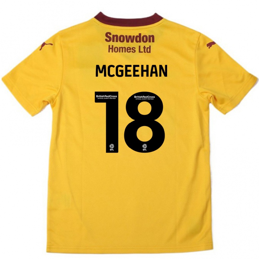 Kandiny Enfant Maillot Cameron Mcgeehan #18 Orange Bordeaux Tenues Extérieur 2024/25 T-Shirt