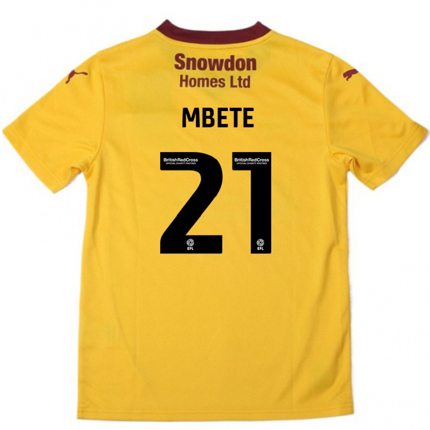 Kandiny Enfant Maillot Luke Mbete #21 Orange Bordeaux Tenues Extérieur 2024/25 T-Shirt