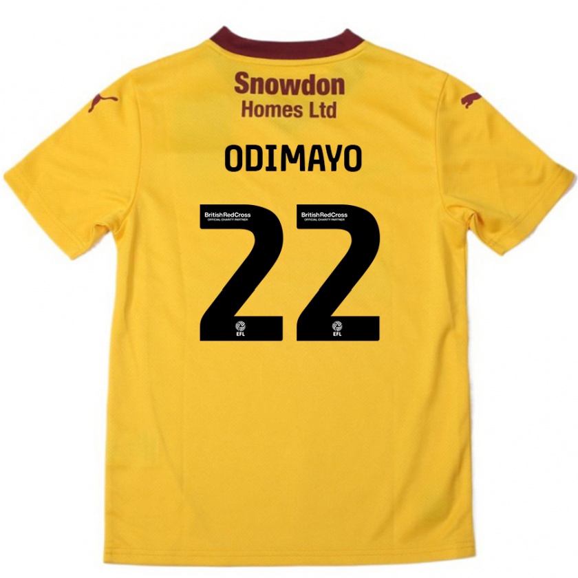 Kandiny Enfant Maillot Akin Odimayo #22 Orange Bordeaux Tenues Extérieur 2024/25 T-Shirt