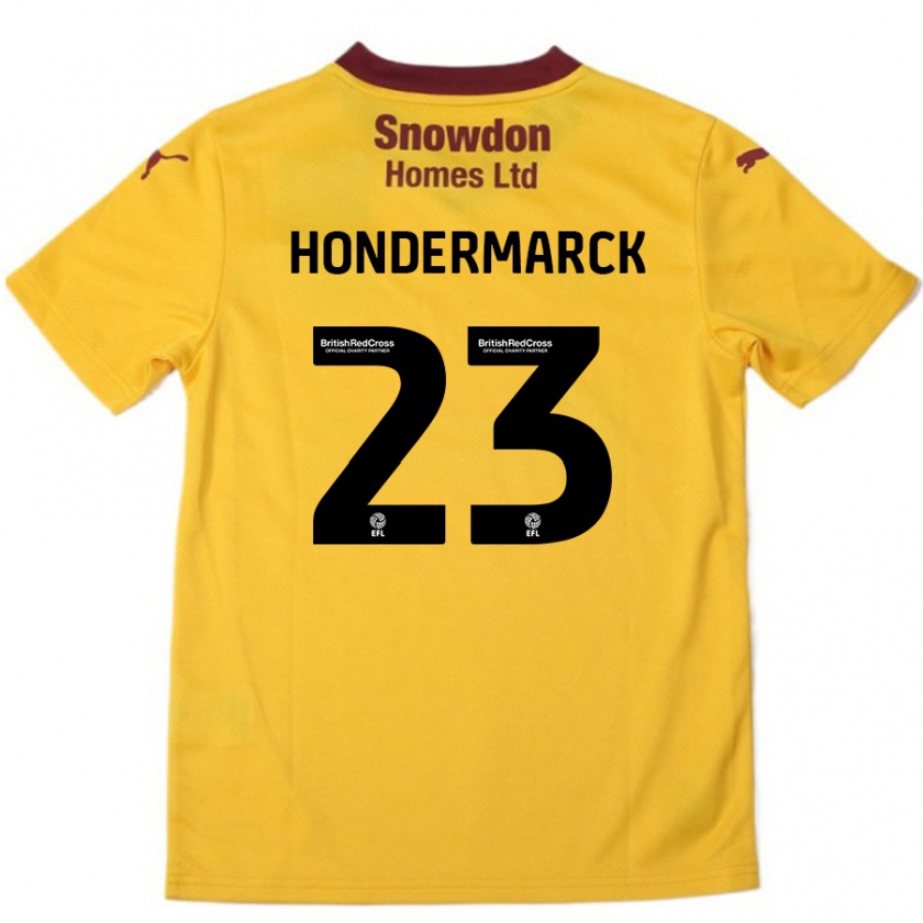 Kandiny Enfant Maillot William Hondermarck #23 Orange Bordeaux Tenues Extérieur 2024/25 T-Shirt