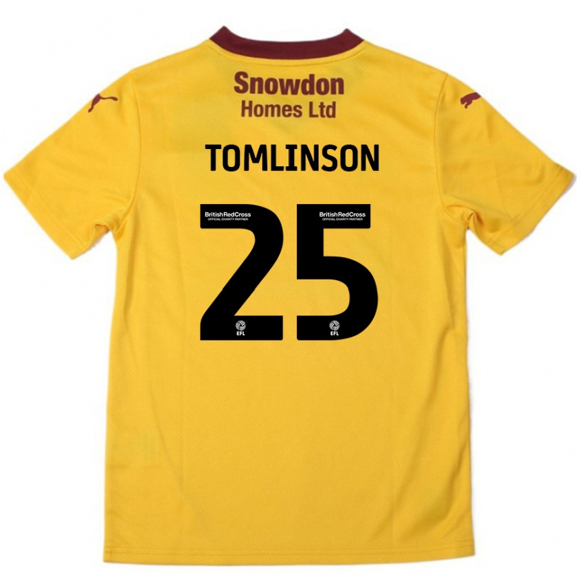 Kandiny Enfant Maillot Josh Tomlinson #25 Orange Bordeaux Tenues Extérieur 2024/25 T-Shirt