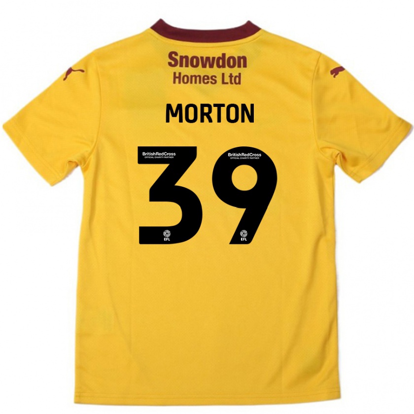 Kandiny Enfant Maillot Callum Morton #39 Orange Bordeaux Tenues Extérieur 2024/25 T-Shirt