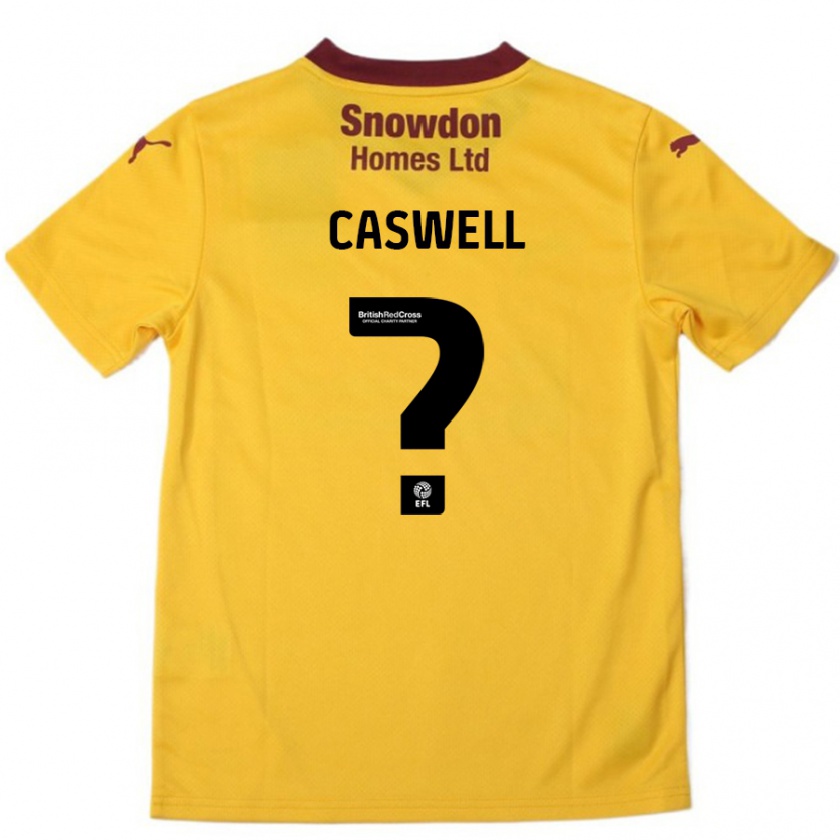 Kandiny Enfant Maillot Jordan Caswell #0 Orange Bordeaux Tenues Extérieur 2024/25 T-Shirt