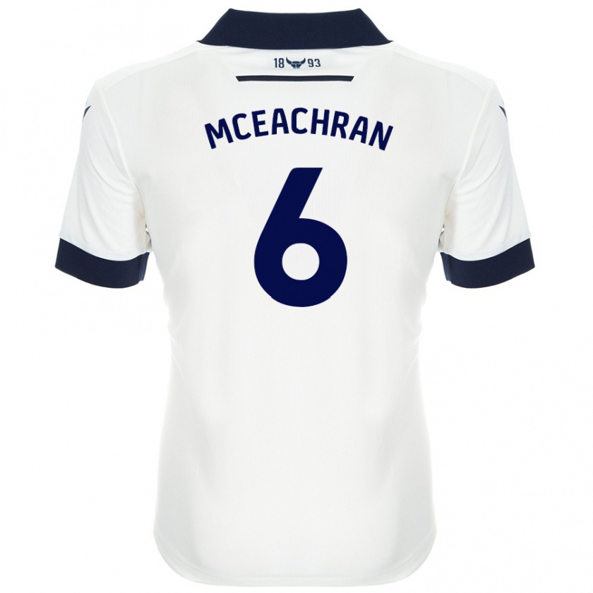 Kandiny Enfant Maillot Josh Mceachran #6 Blanc Bleu Marine Tenues Extérieur 2024/25 T-Shirt