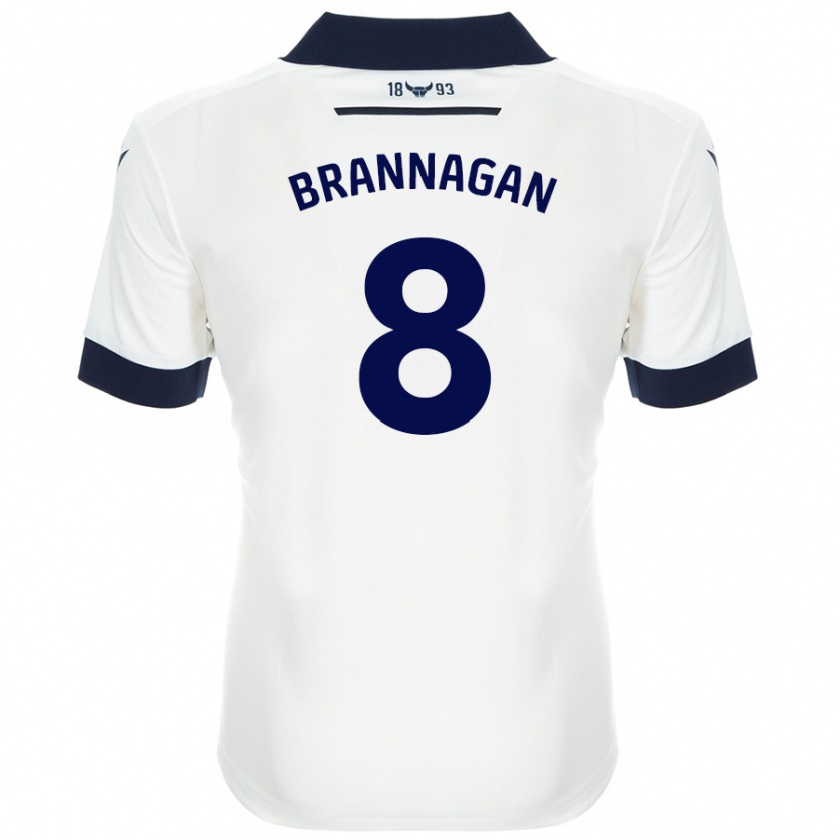 Kandiny Enfant Maillot Cameron Brannagan #8 Blanc Bleu Marine Tenues Extérieur 2024/25 T-Shirt