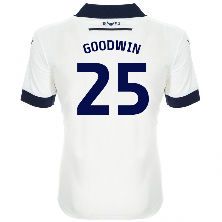 Kandiny Enfant Maillot Will Goodwin #25 Blanc Bleu Marine Tenues Extérieur 2024/25 T-Shirt