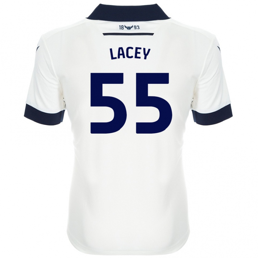 Kandiny Enfant Maillot Aaron Lacey #55 Blanc Bleu Marine Tenues Extérieur 2024/25 T-Shirt